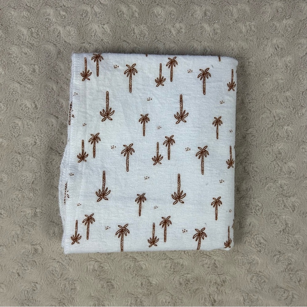 Gerber Brown White Palm Trees Baby Receiving Blanket Flannel Thin Cotton Rust